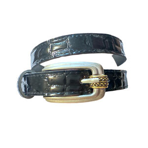 Vintage Western Black Leather Belt Boho Rustic Detail XS